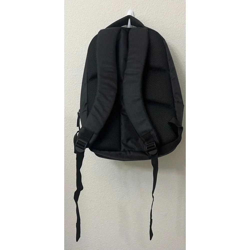 Black Ballistic Nylon Laptop Backpack‎ Red Accent Zip Padded Commuter Bag 18in